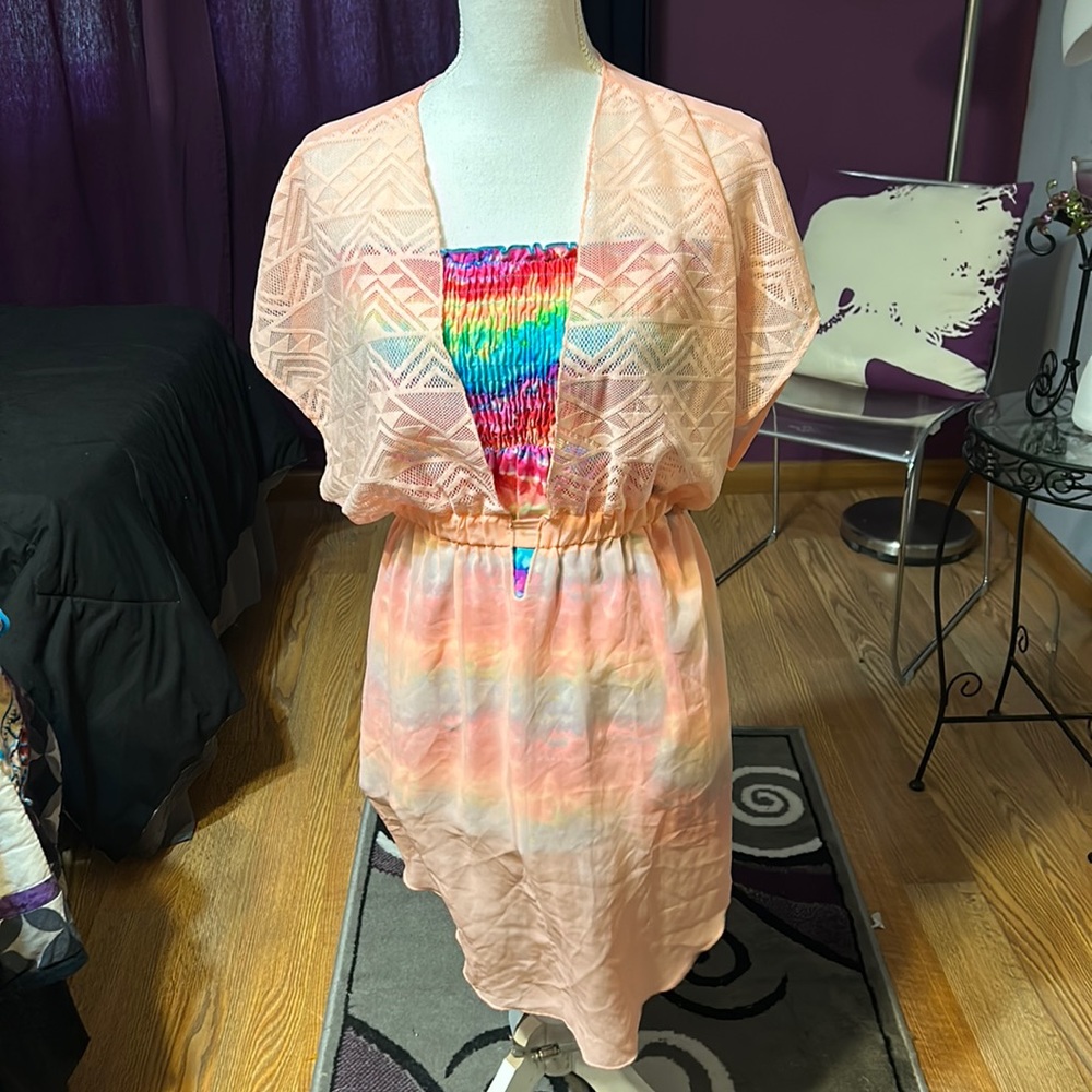 Swim cover up, sz M, peach